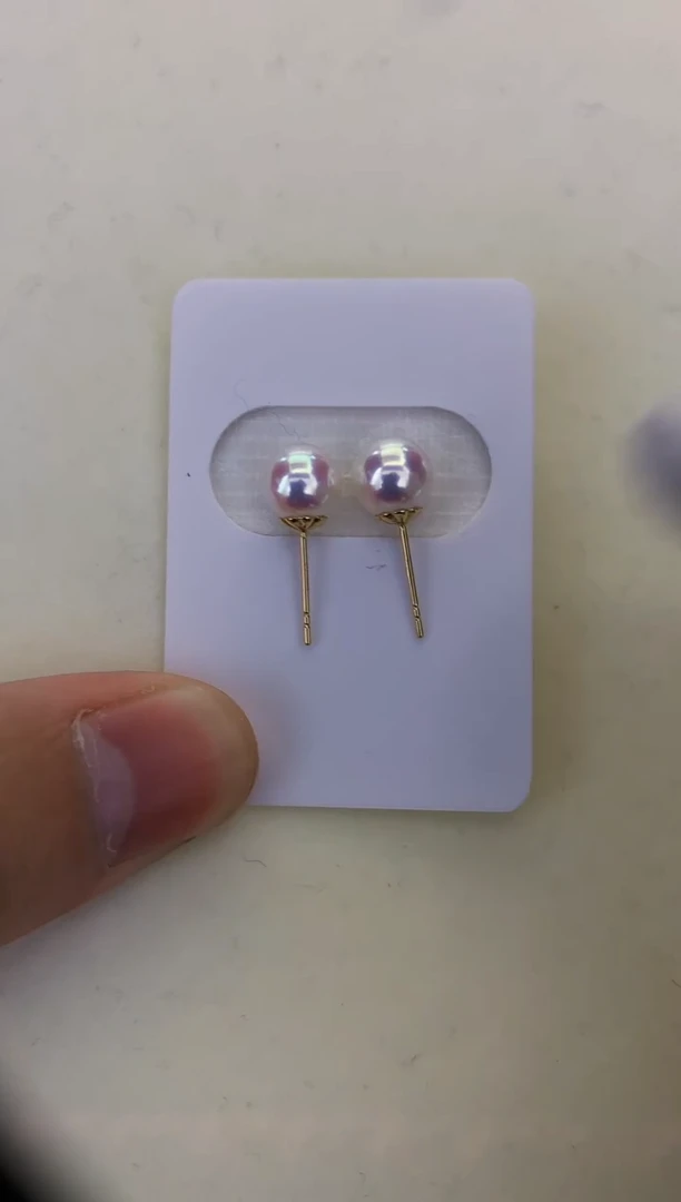 18K金镶嵌DA海水珍珠 GD002 7-8 素钉定制