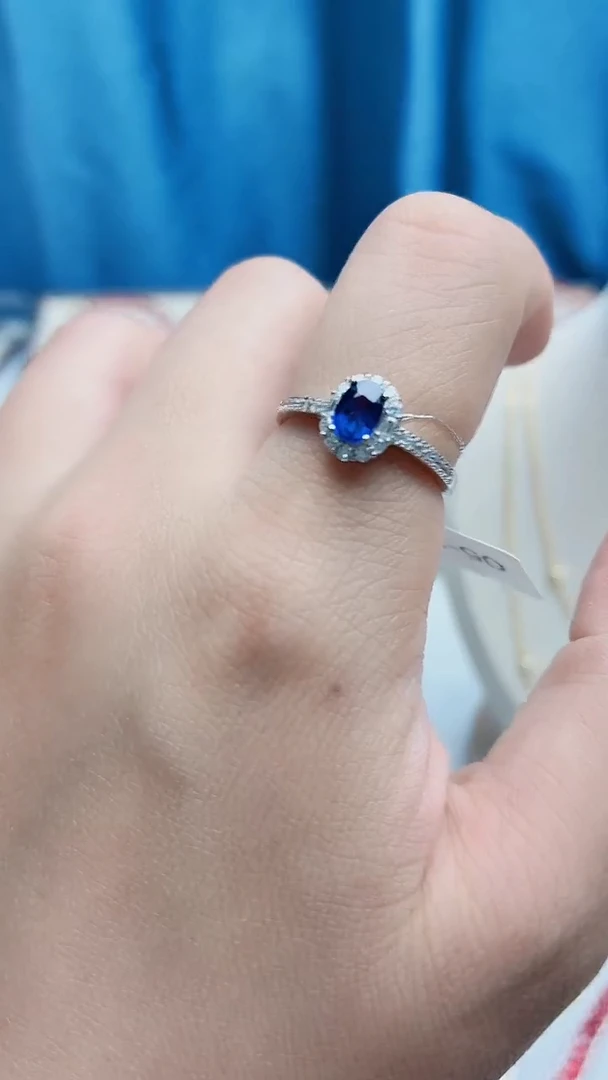 戒指蓝宝石银S925镶嵌426ZB1110产品一个（多样性）