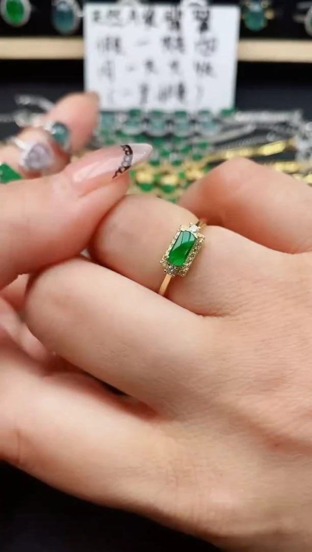 翡翠戒指银S925镶嵌50806