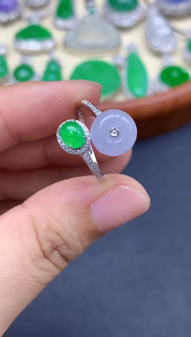 18K金镶嵌戒指翡翠-509-中国好珍宝