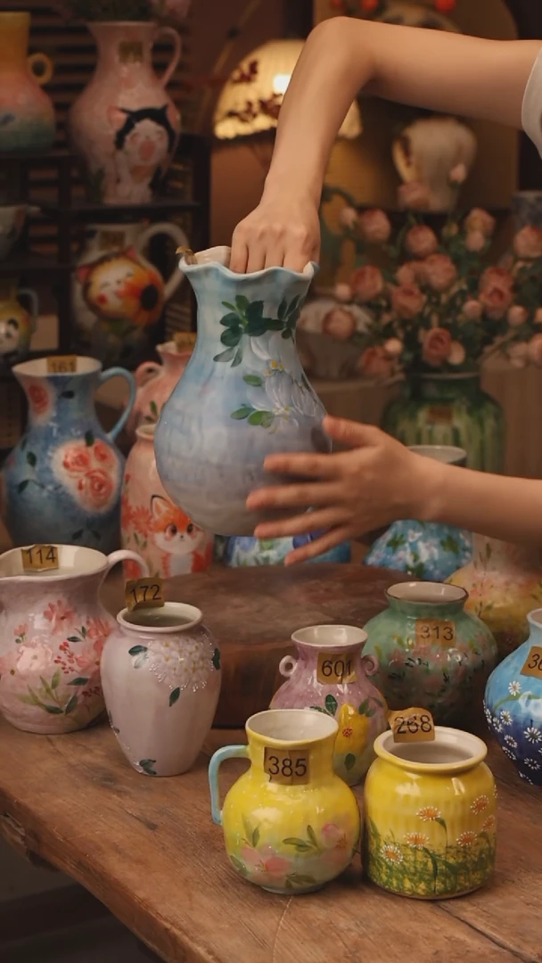 陶瓷377景德镇设计师手作花器摆件侘寂风