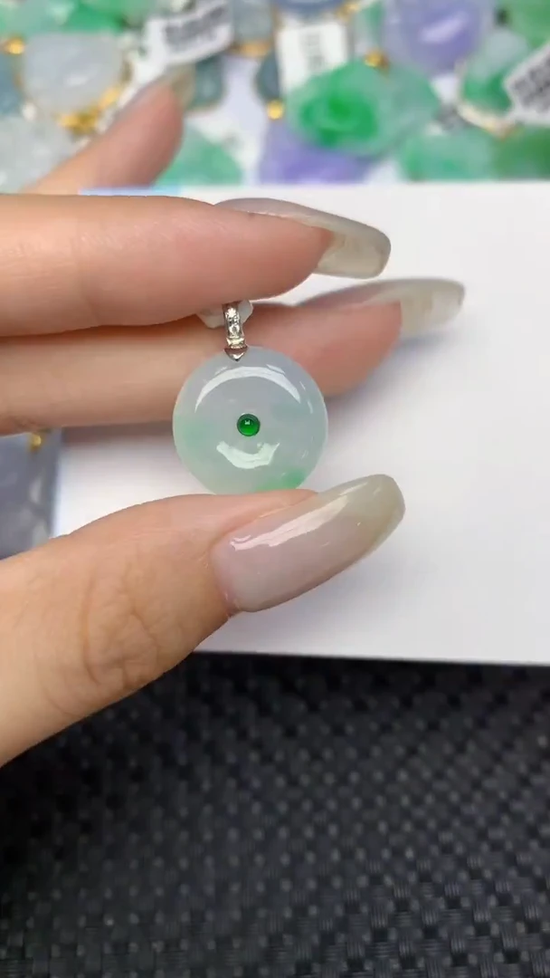 翡翠18K金镶嵌颈饰天然缅甸翡翠a货百元以上9元证书费自理