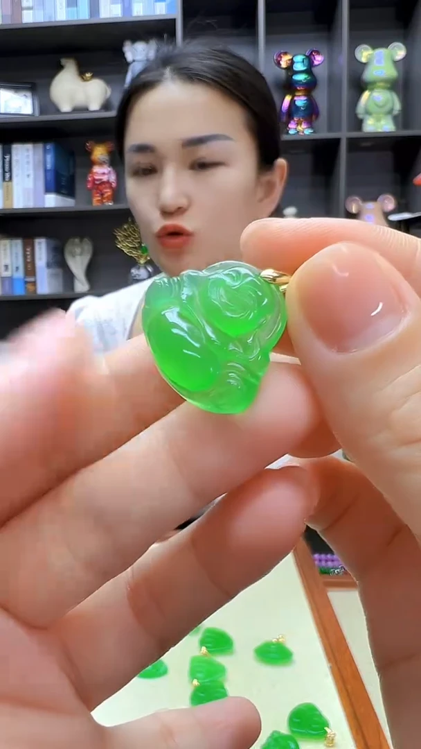 翡翠14K金镶嵌颈饰沉白diy劲饰