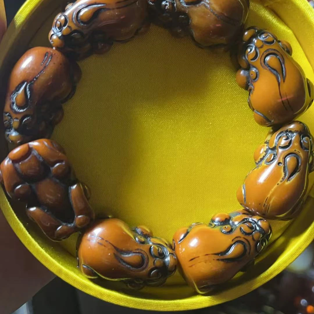 蜜蜡貔貅手串手把