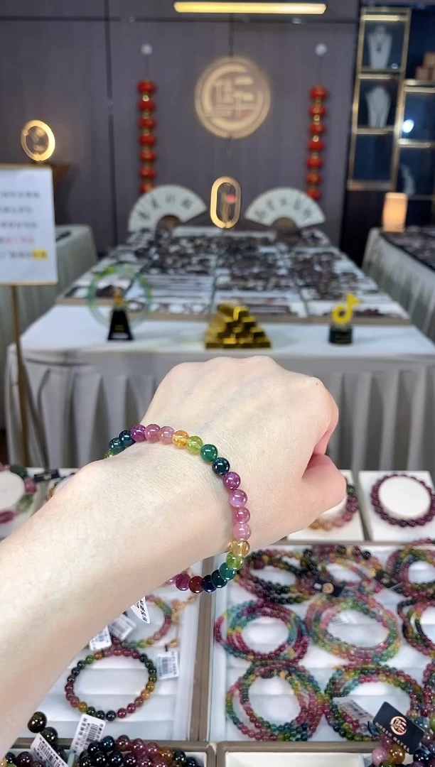 未镶嵌透体老矿碧玺色标单圈手串6mm+碧玺hon多样性发一条