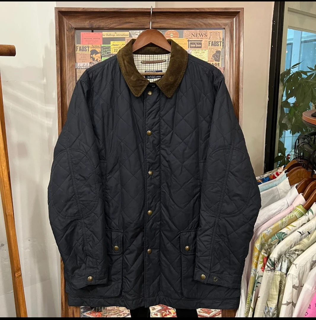 古着保暖多口袋绗缝拉链防水冬季夹克休闲秋冬复古菱格宽松百搭