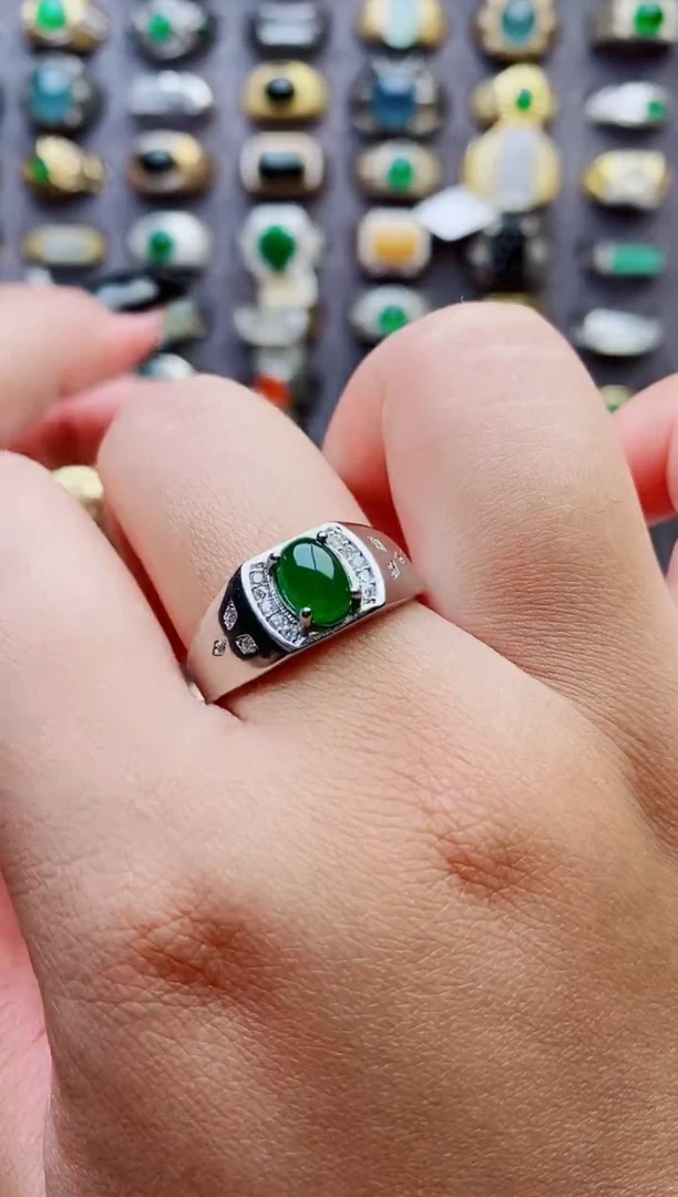 未镶嵌戒指翡翠天然翡翠男戒