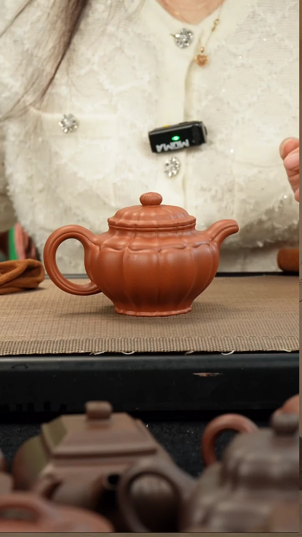 茶壶紫砂生砂朱泥筋纹掇只200