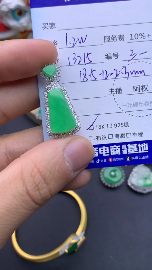 颈饰18K金镶嵌翡翠寄售不退换