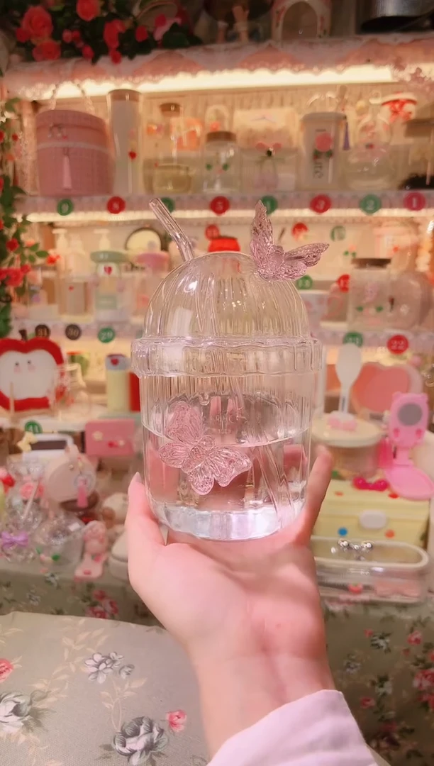 摆件品质好发货快放心拍！蝶恋花吸管杯