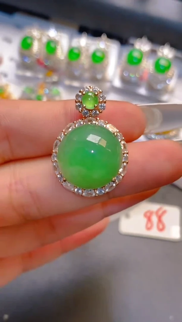 翡翠银S925镶嵌耳饰?***?天然