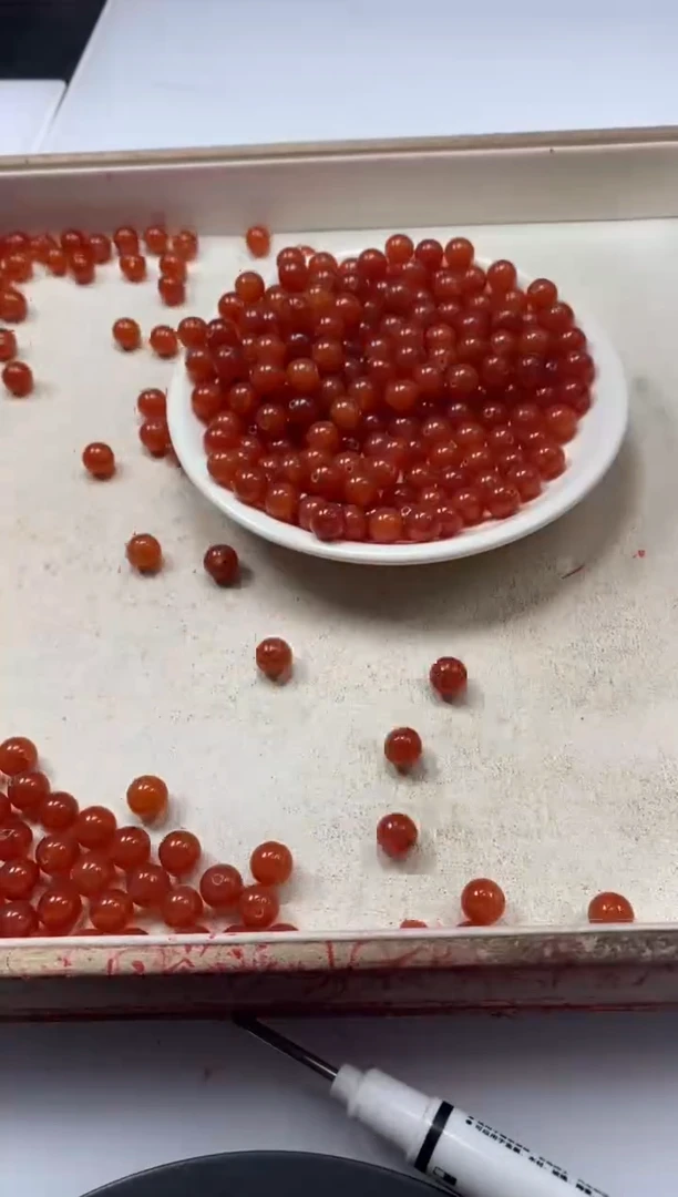 【闪购商品】玛瑙/玉髓颈饰未镶嵌w639柿子红南红8mm*30颗