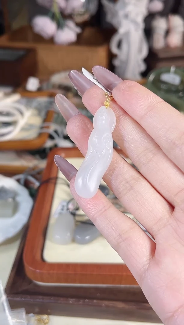 吊坠(不含链)银S925镶嵌和田玉多样性发其一孤品默认微瑕