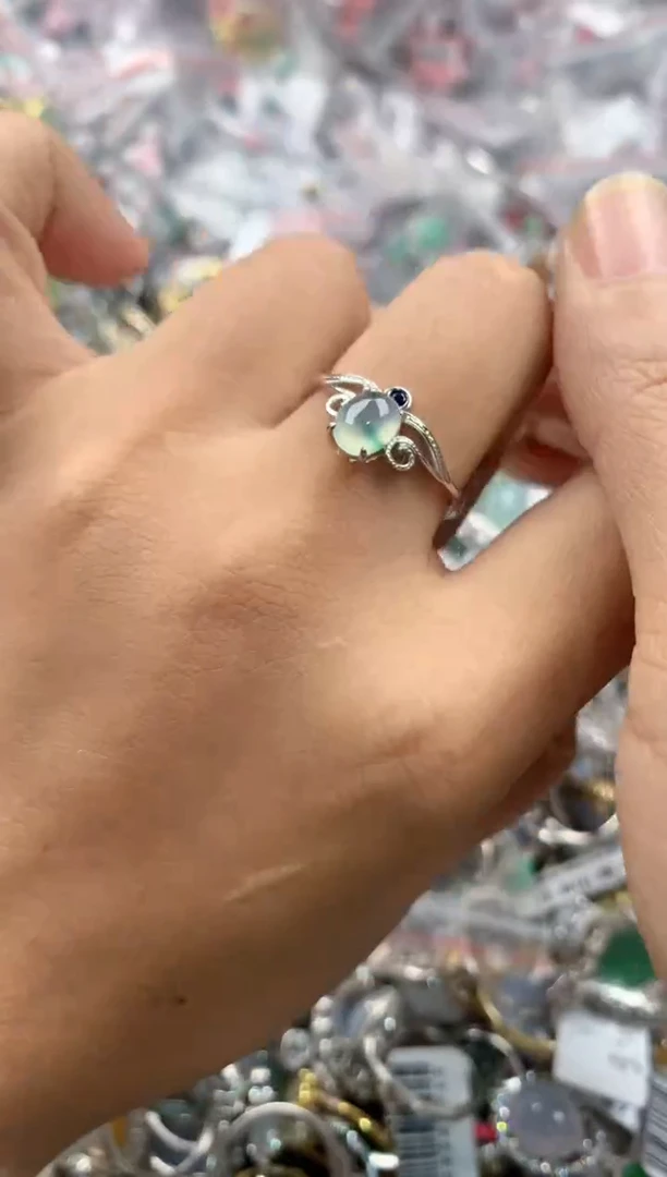 银S925镶嵌戒指翡翠222---3