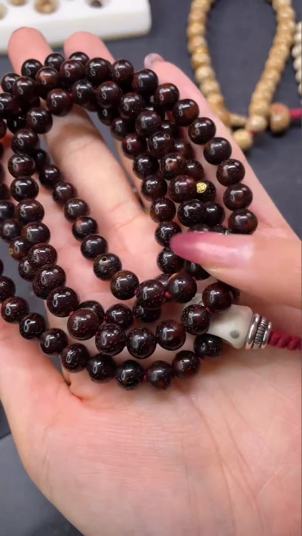 【闪购商品】星月菩提吊坠精工级黑金鹿角锔钉三通款正圆8长串