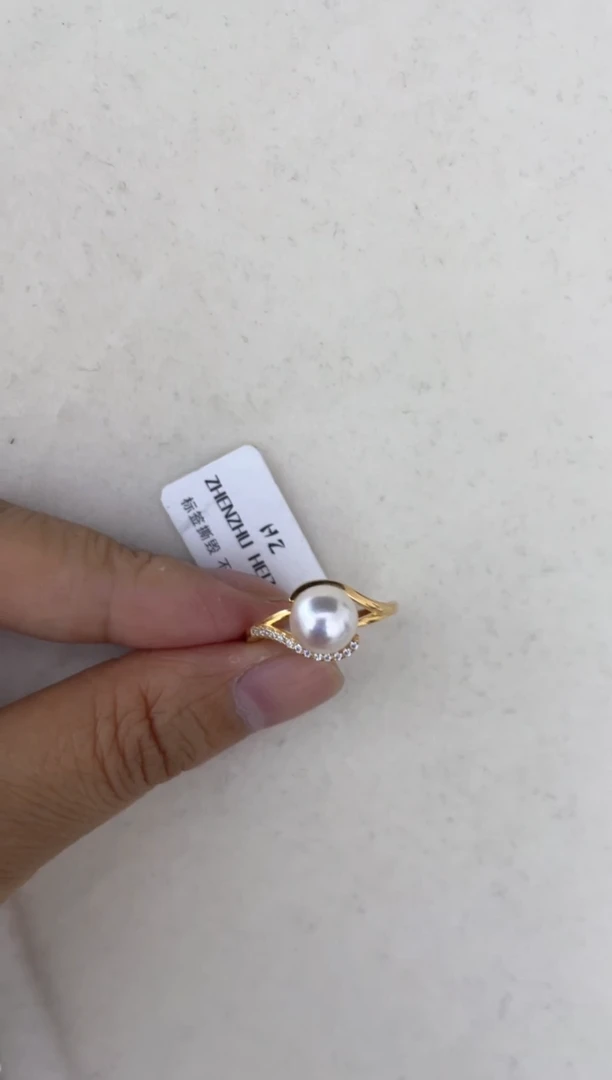 海水珍珠戒指银S925镶嵌戒指