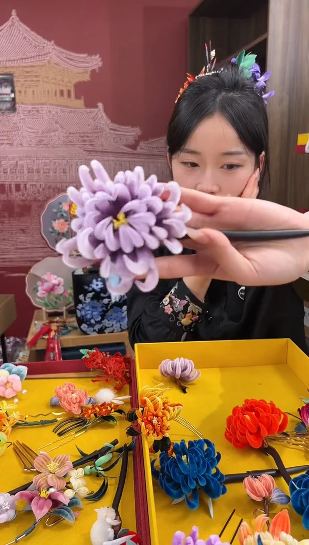 【闪购商品】刺绣非遗绒花（发饰）