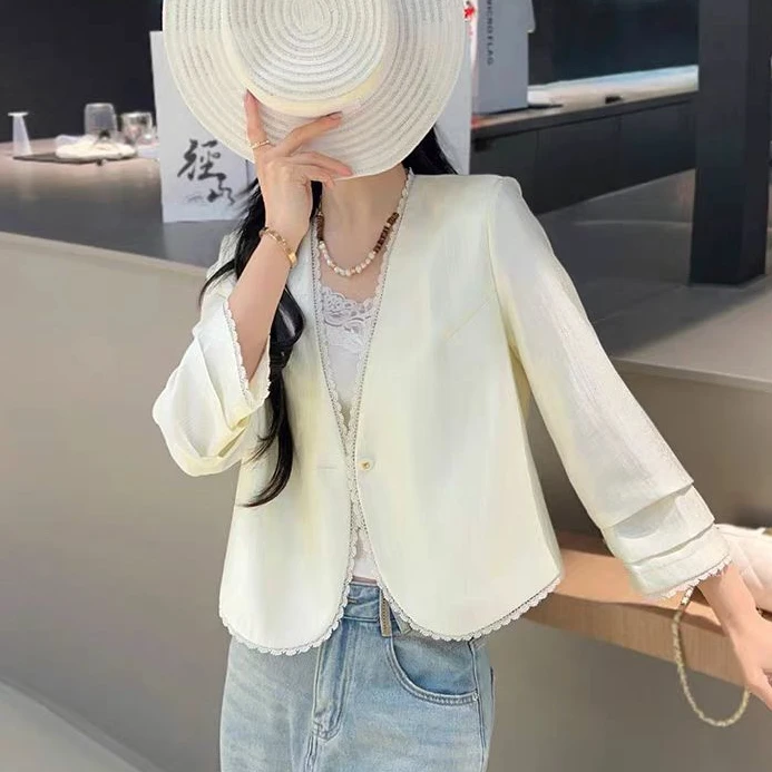 春夏小香风外套短外套裙子套装时尚气质显瘦休闲薄款韩版设计感