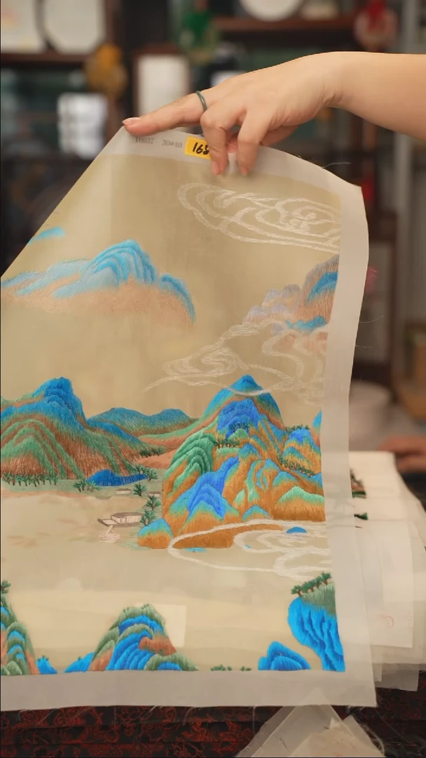 扇子苏绣绣片 30乘40