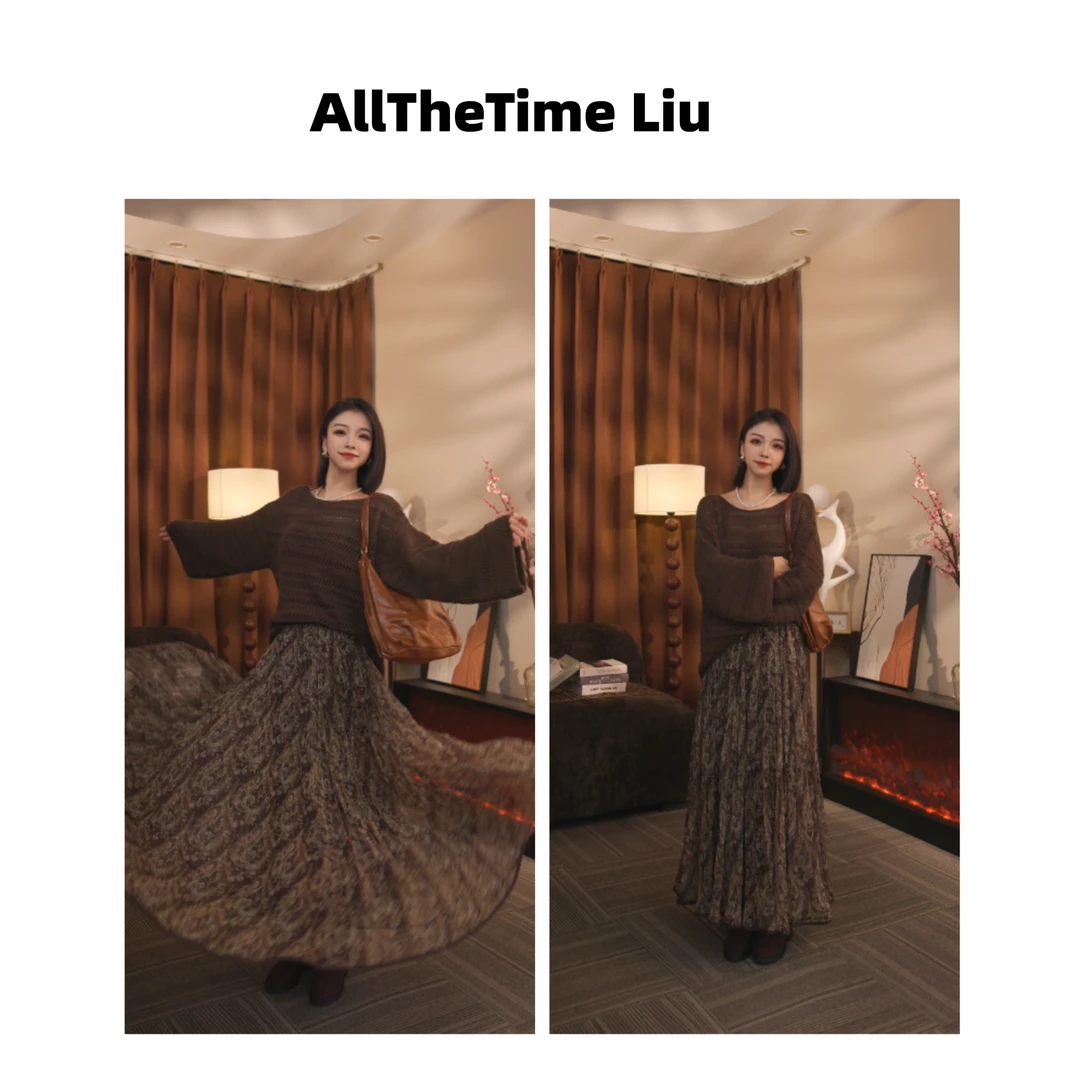 AllTheTime/【小腰果】秋冬气质腰果花复古半身裙JBS25I1202