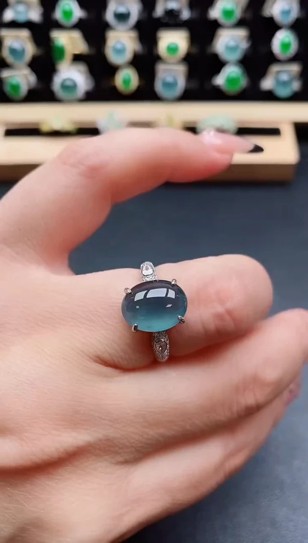 银S925镶嵌戒指翡翠1