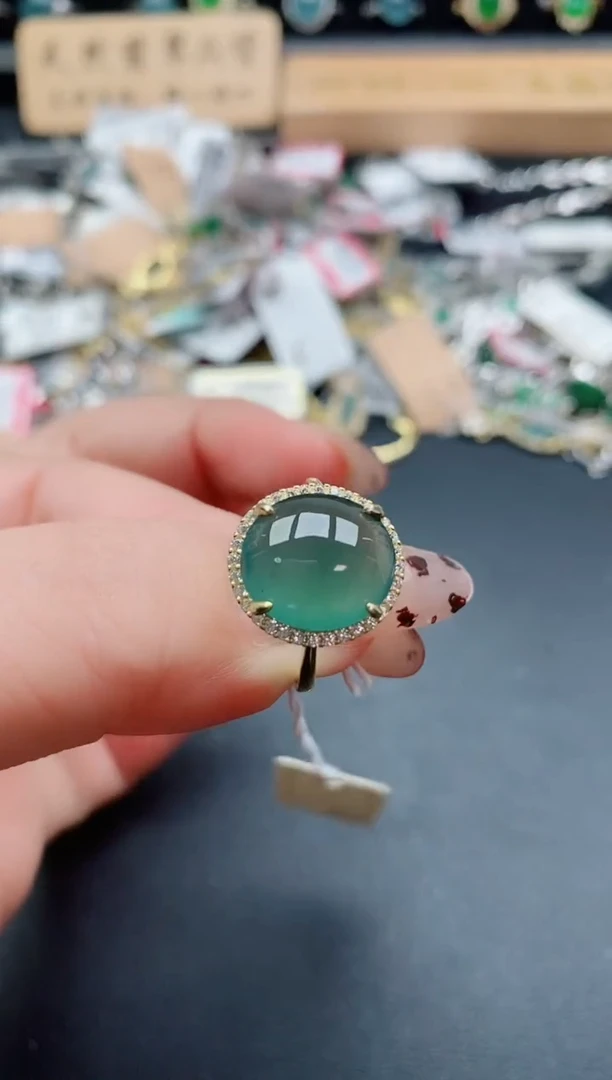 银S925镶嵌戒指翡翠1