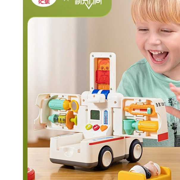 汇乐救护车玩具电动儿童男孩女孩汽车仿真模型电动早教益智玩具车