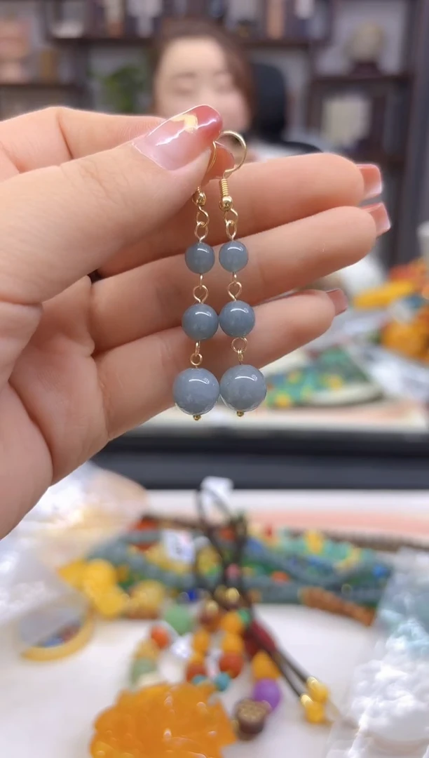 【闪购商品】翡翠耳饰14K金镶嵌耳坠E735