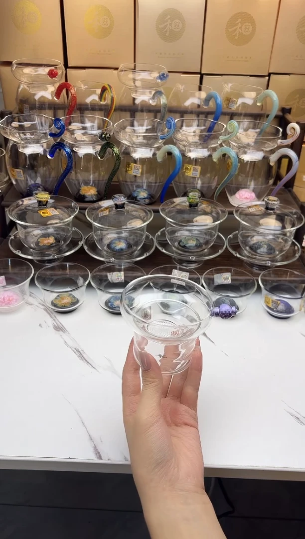 手工艺品琉璃禾器 奉珠茶漏浅紫 普通盒