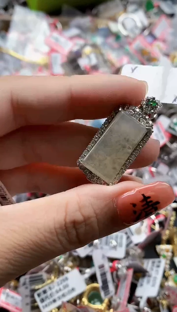 银S925镶嵌戒指翡翠天然A货缅甸翡翠