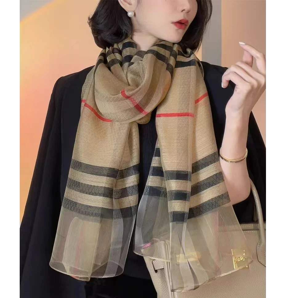 【法式温柔】丝巾百搭格子围巾长款百搭英伦时尚女性拼色气质款