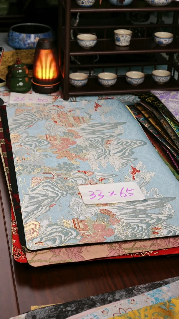 【千里江山蓝单面】中国风干泡织锦茶席33*65