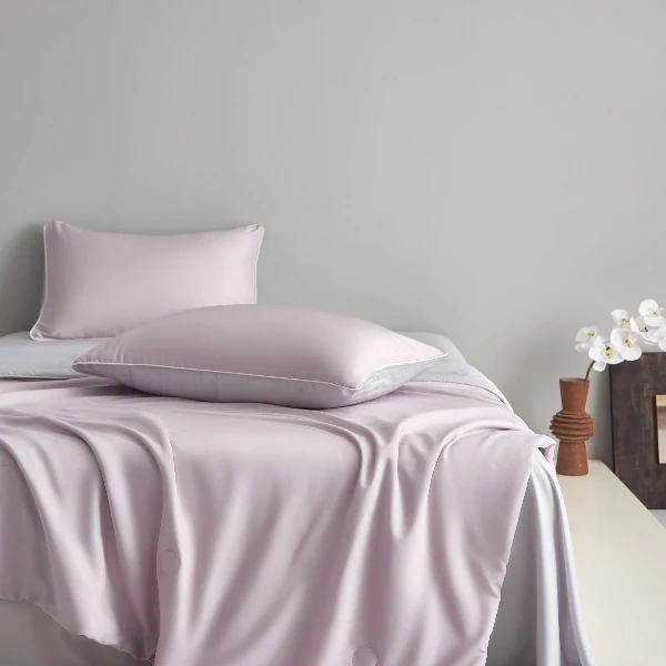 天丝竹纤维夏凉被四件套夏天纯色凉感空调被薄可机洗冰丝轻奢简约