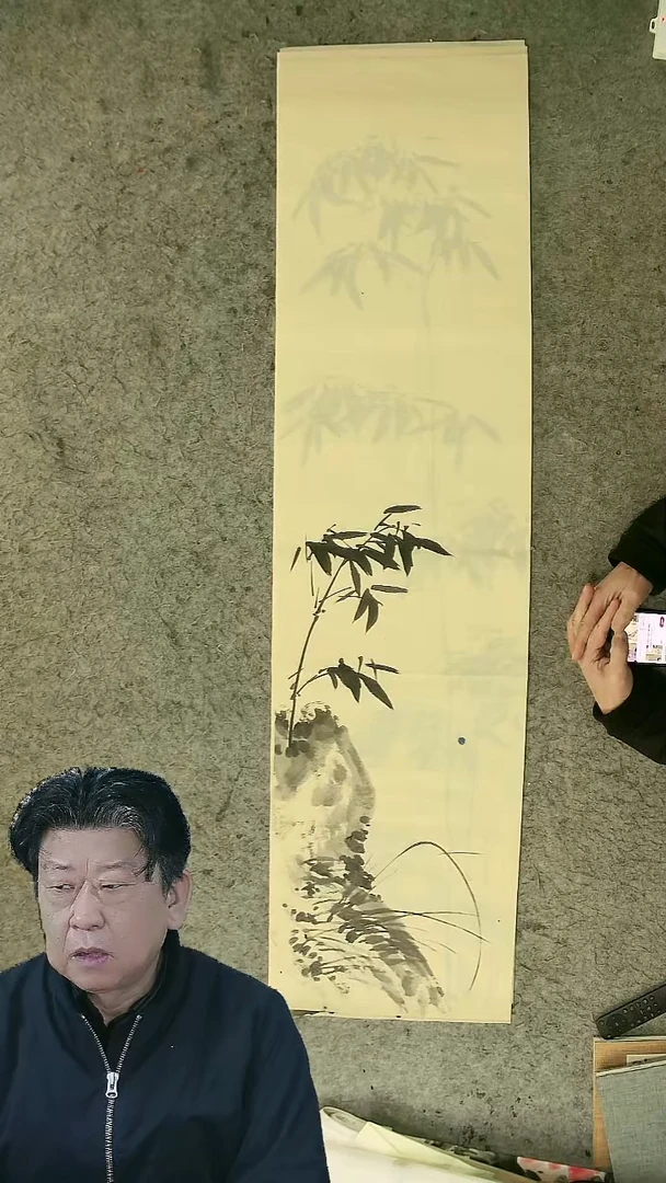 国画四尺对开  墨竹条屏 34*138cm