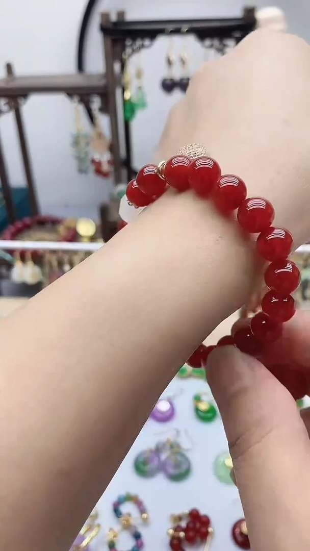 14K金镶嵌手链南红玛瑙12345