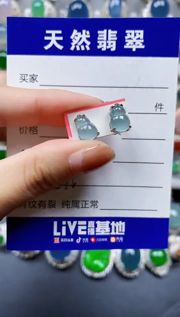 翡翠银S925镶嵌耳饰0576