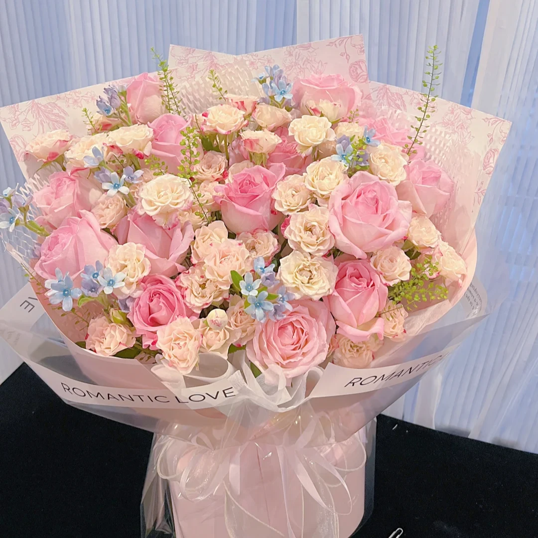 【爆单款】16朵粉玫瑰折射混搭花束送朋友送爱人送老婆送同事鲜花同城鲜花免费配送小时达