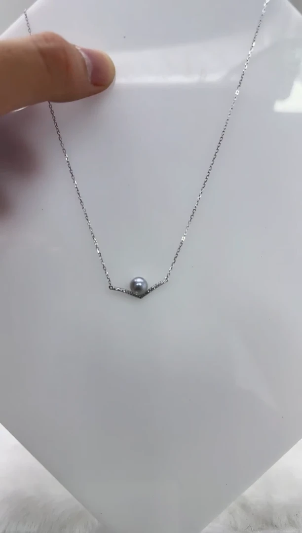 【闪购商品】海水珍珠DA银S925镶嵌c752 灰珠套链7