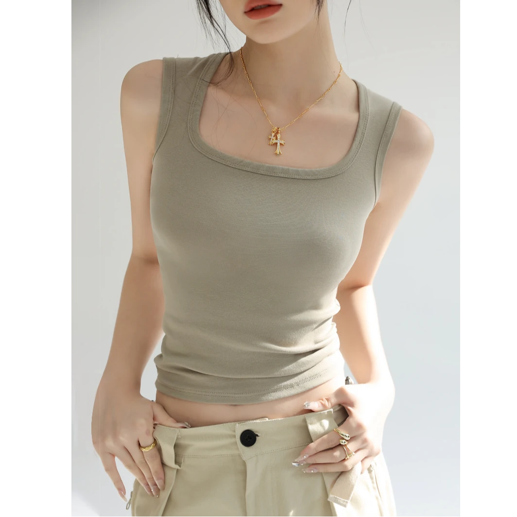 8645#92棉背心西装内搭瑜伽运动大码背心无袖吊带遮副乳工字打底