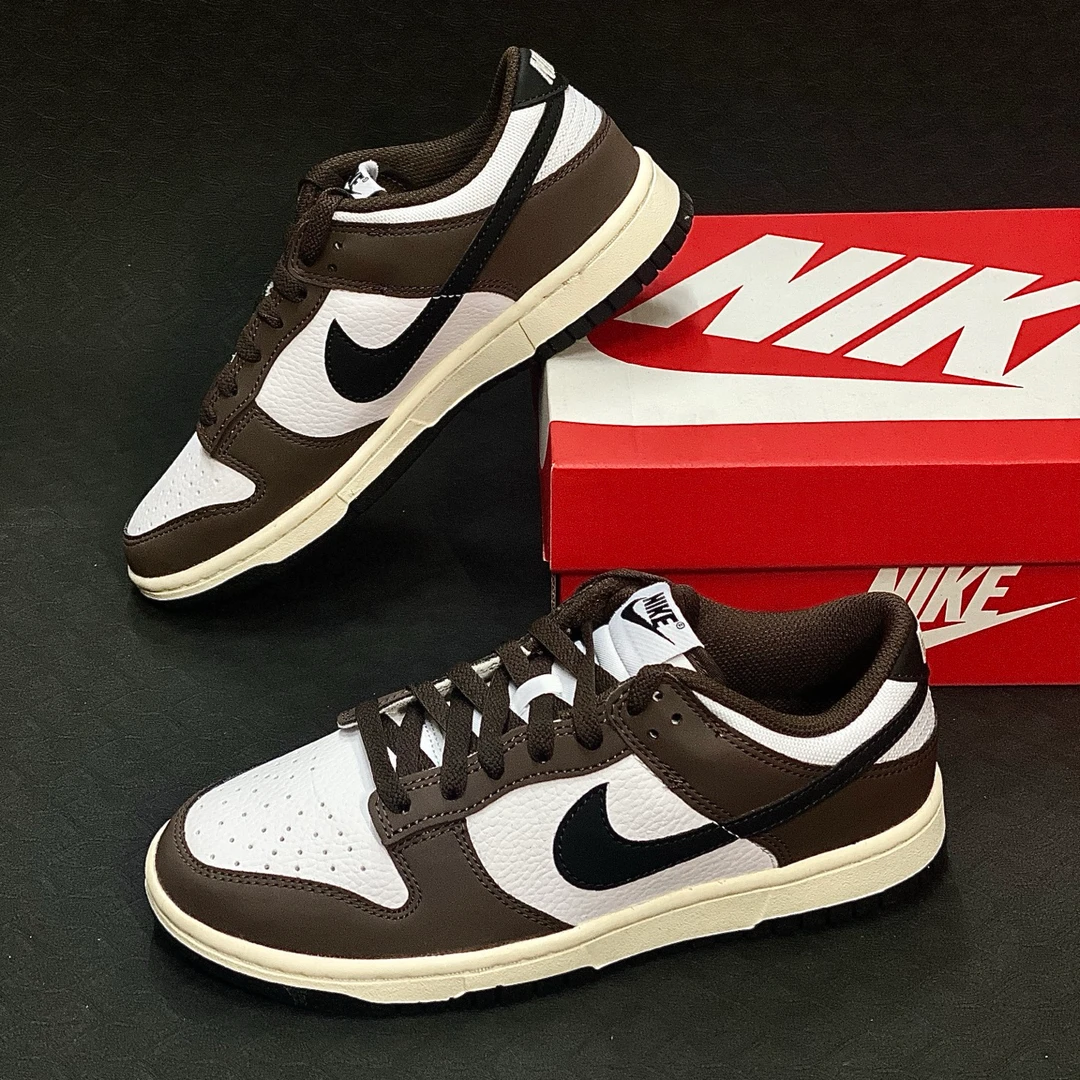Nike耐克 Dunk Low 男款低帮白棕黑复古耐磨运动休闲板鞋官方正品