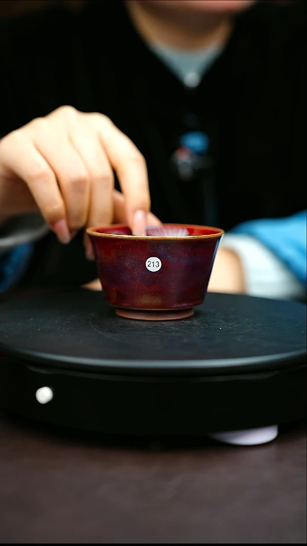 213#原矿钧瓷炉钧釉撇口杯
