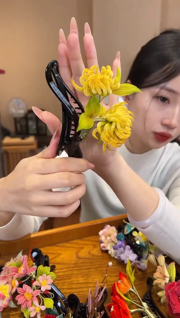 刺绣非遗绒花（发饰）