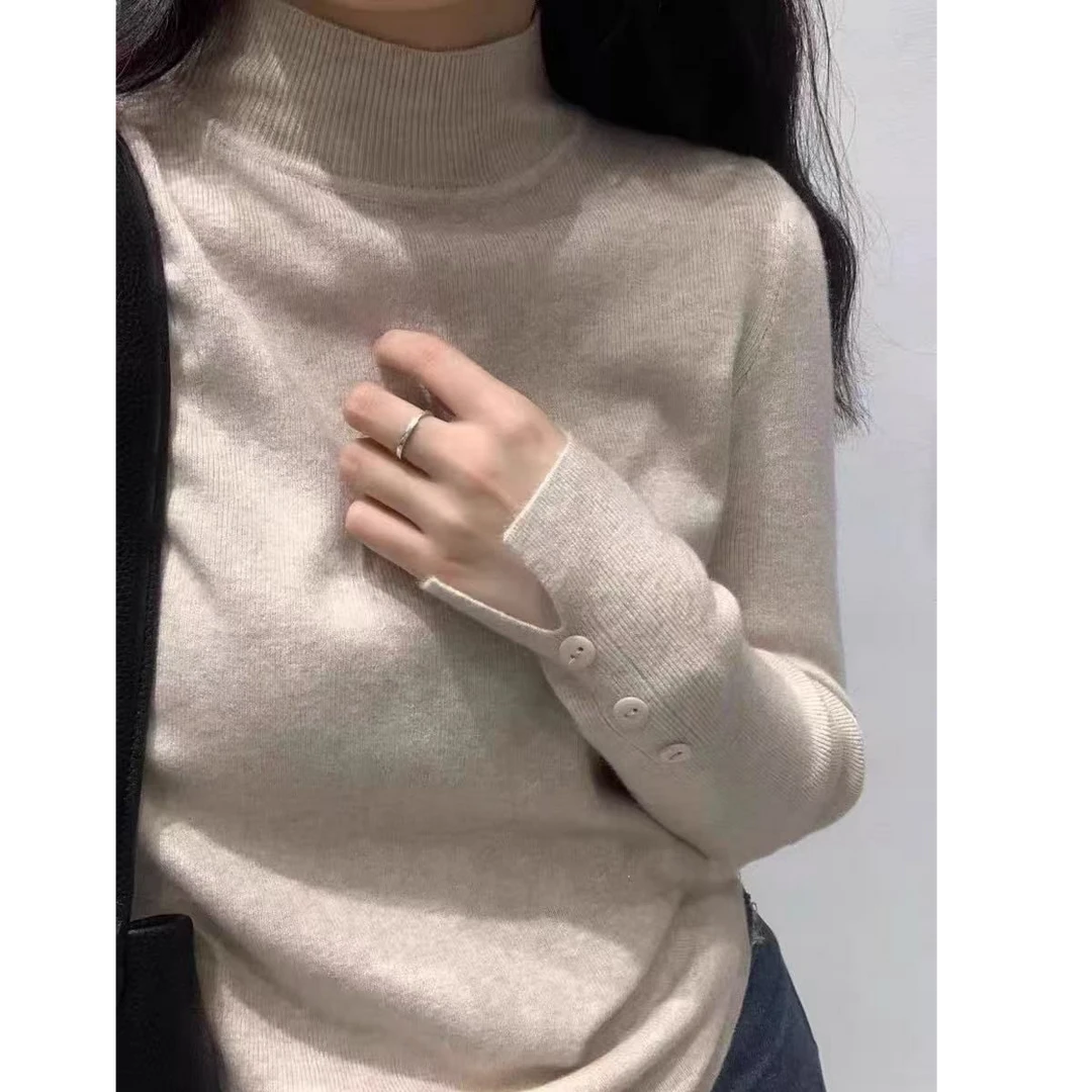 70075大码女装2025秋装新款宽松中领针织衫上衣胖m显瘦毛衣打底衫