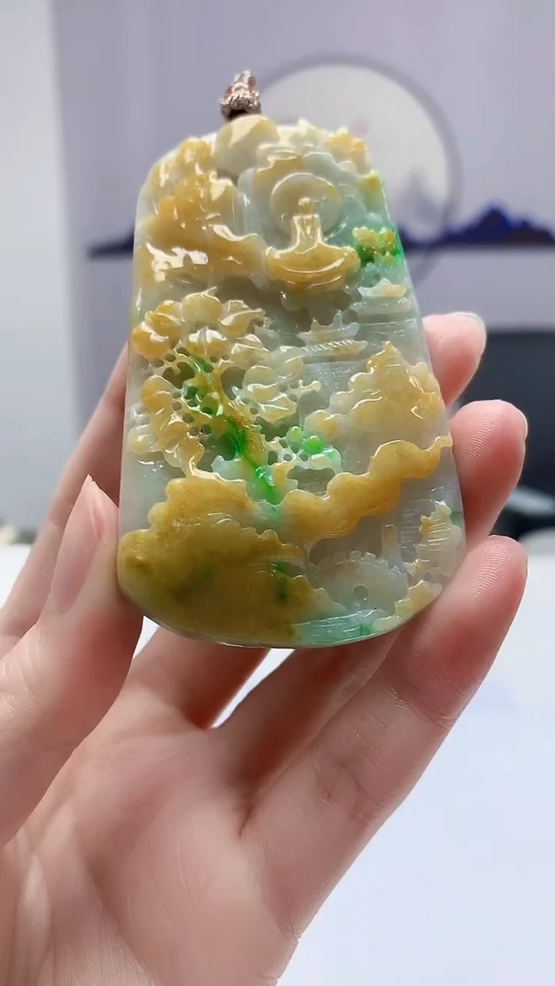 【闪购商品】定制翡翠未镶嵌0405zm-毛货挂件山水129