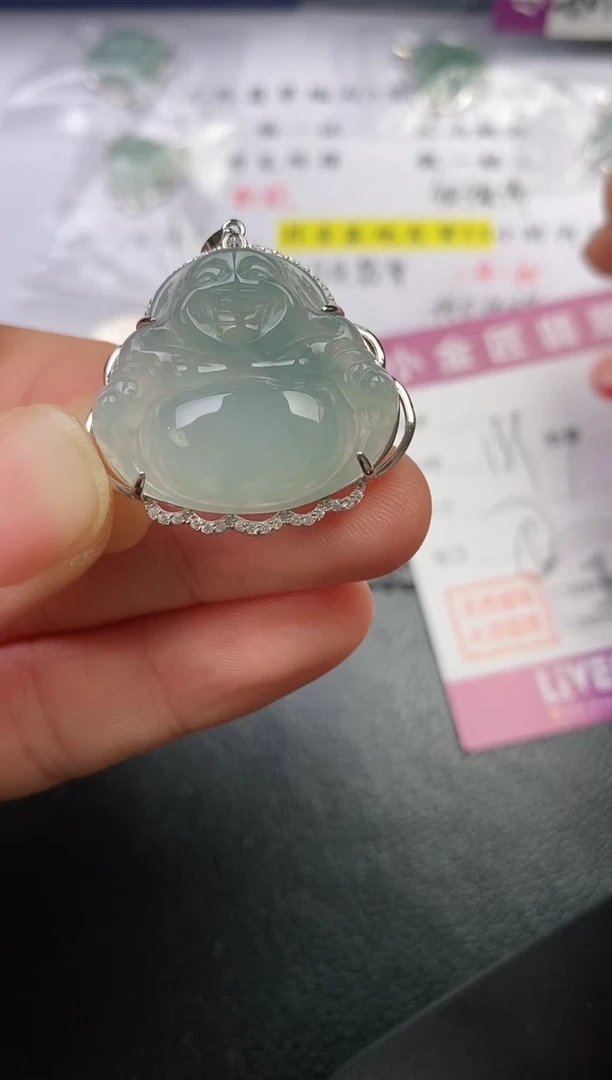 颈饰银S925镶嵌翡翠江*~挂件