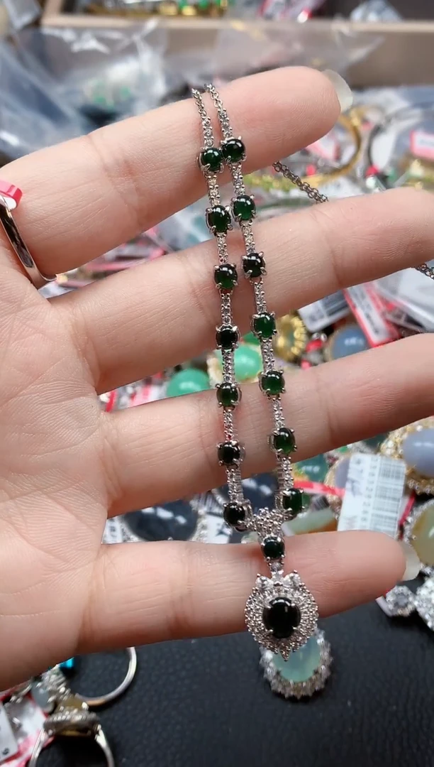 银S925镶嵌戒指翡翠天然A货缅甸翡翠