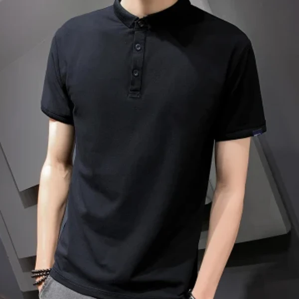 【机哥推荐】男士休闲短袖POLO衫格子纹款黑色款bu141