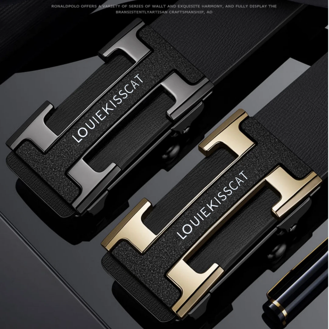 男士真牛皮皮带无牙自动扣真皮腰带裤带潮流时尚高档中年裤腰带