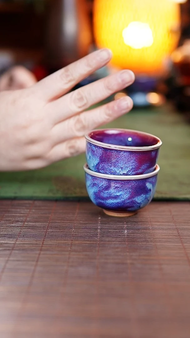 山河釉 小杯4只 钧瓷