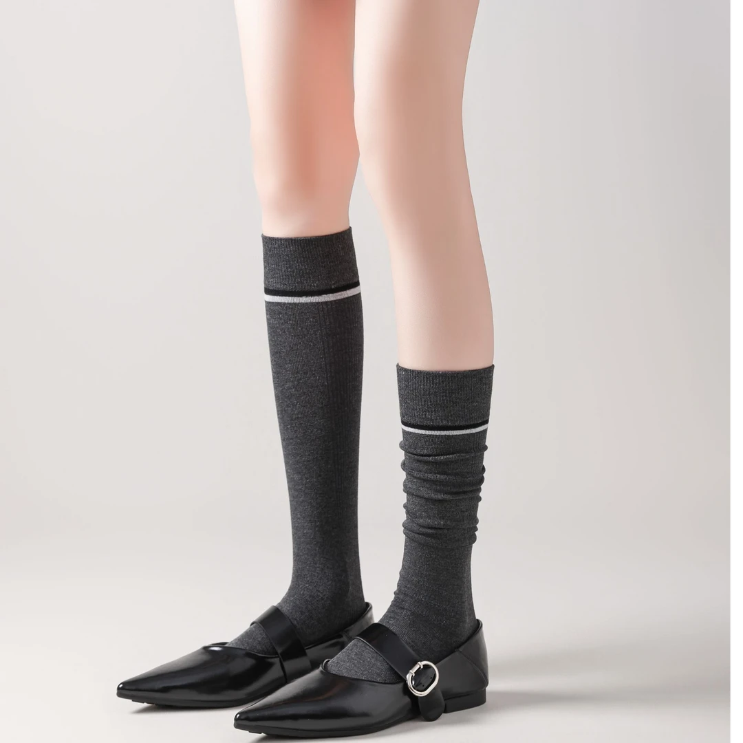 【潮袜合集】竹纤维早春新款条纹小腿袜女休闲运动风防滑通勤百搭